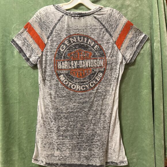 Harley-Davidson Burnout Rhinestone Logo Tee – Women’s L - Picture 2 of 11